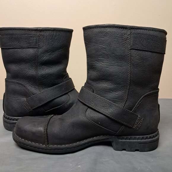 UGG Rockville II Black Leather Moto Boots Sheepskin Lining 11 main image 7